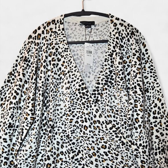 Sanctuary Curve XOXO Leopard Print Wrap Sweater 3X White Pullover Casual NWT - Picture 6 of 12